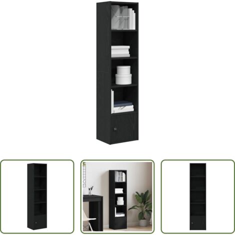 Libreria con ripiani -  Libreria Rovere Nero 31x24x127 cm in Legno Multistrato