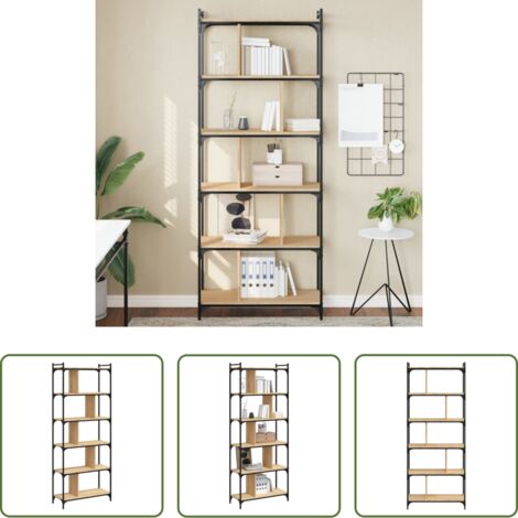 Libreria con ripiani -  Libreria Rovere Sonoma 6 Ripiani 76x32x192 cm Legno Multistrato