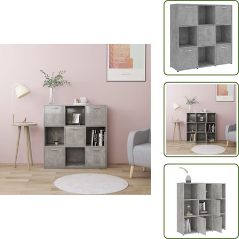 Libreria con scomparti - vidaXL Libreria Grigio Cemento 90x30x90 cm in Legno Multistrato - Libreria per libri