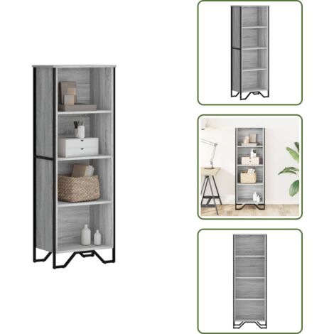 Libreria con scomparti - vidaXL Libreria Grigio Sonoma 50x31x137,5 cm in Truciolato - Libreria con piedini in metallo