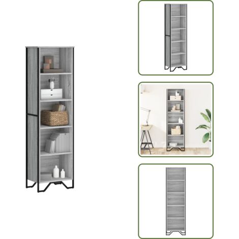 Libreria con scomparti - vidaXL Libreria Grigio Sonoma 50x31x169 cm in Legno Multistrato - Libreria con piedini in metallo