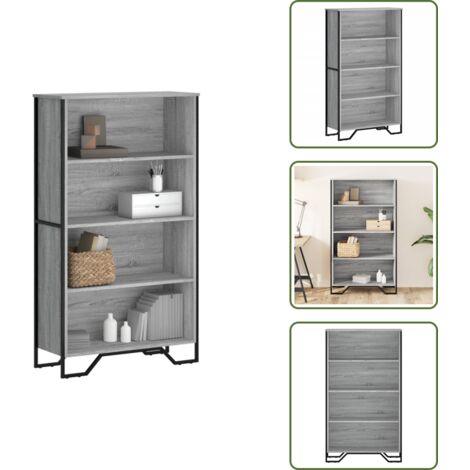 Libreria con scomparti - vidaXL Libreria Grigio Sonoma 80x31x137,5 cm in Legno Multistrato - Libreria con piedini in metallo