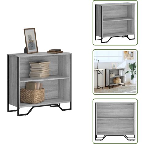 Libreria con scomparti - vidaXL Libreria Grigio Sonoma 80x31x74,5 cm in Legno Multistrato - Libreria con piedini in metallo