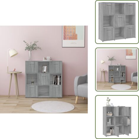 Libreria con scomparti - vidaXL Libreria Grigio Sonoma 90x30x90 cm in Legno Multistrato - Libreria decorativa