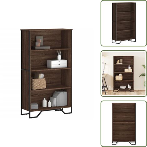 Libreria con scomparti - vidaXL Libreria Rovere Marrone 80x31x137,5 cm in Legno Multistrato - Libreria con piedini in metallo