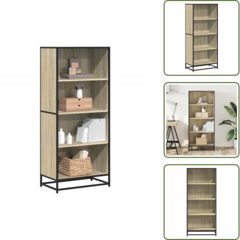 Libreria con struttura in metallo - vidaXL Libreria Rovere Sonoma 60x35x139 cm in Truciolato - Libreria con scomparti aperti