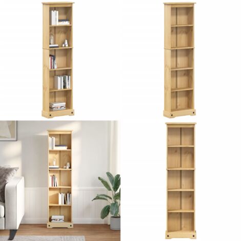 Libreria Corona 46x20x170 cm in Legno Massello di Pino - Libreria per libri - Libreria in pino