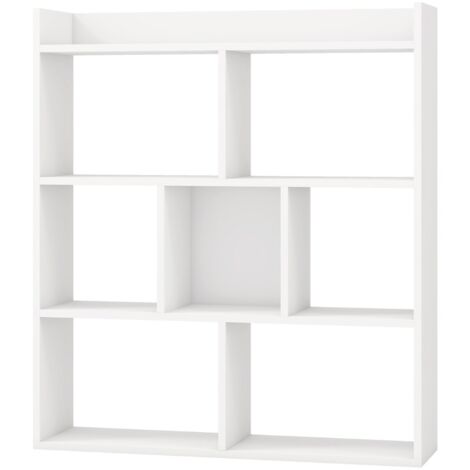 Libreria cubi aperti 7 scomparti mensola espositiva archiviazione legno studio soggiorno Bianco