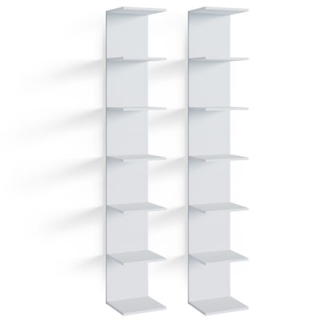 Libreria da parete Paolo, Bianco, 30 x 190 cm Set di 2, Vicco