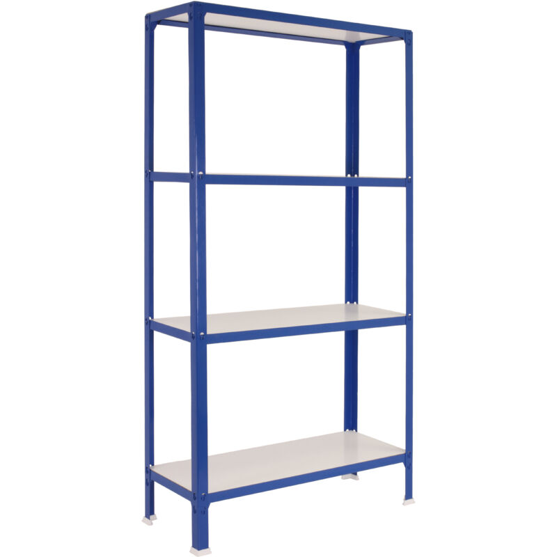 Simonrack - Scaffale da Ufficio/Libreria, 1600x800x300 mm, 4 Ripiani, 150 kg per Ripiano, Legno Stile Industriale, Blu/Bianco – Simon Home
