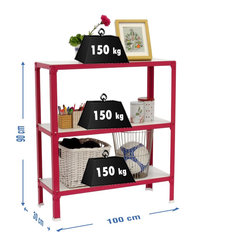 Simonrack Mensola in metallo rosa e bianco 902x1100x310 mm