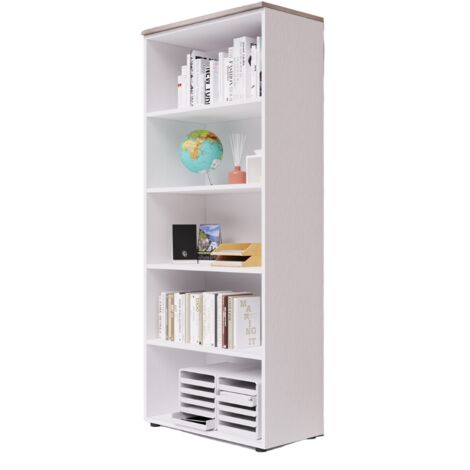 Libreria da ufficio a giorno  con top  colore Olmo H212x90x45cm