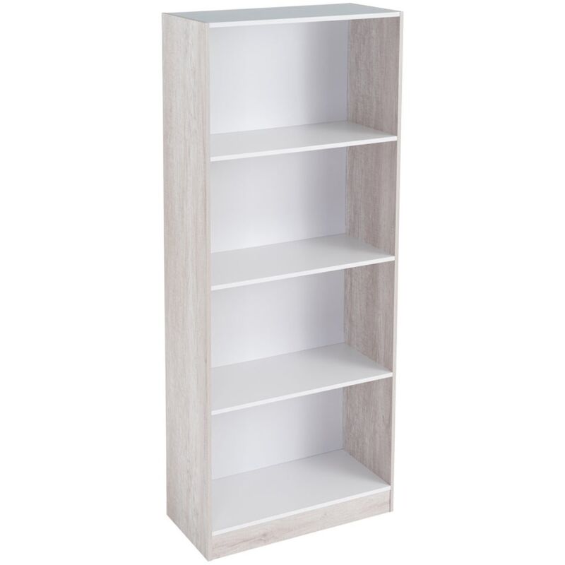 

Librería de 3 estantes de madera MDF blanca contemporánea, de 60x29x147 cm