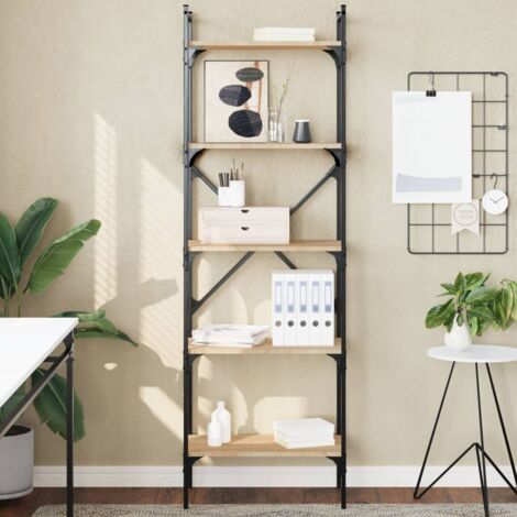Librería de 5 estantes madera roble  56x31,5x174 cm
