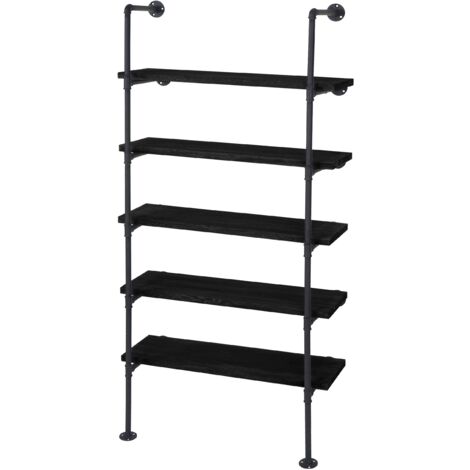 Librería de diseño industrial con patas 165x80x28cm madera y metal gris oscuro 040004268