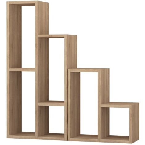 Librería de interior con múltiples estantes de madera Sule - Roble