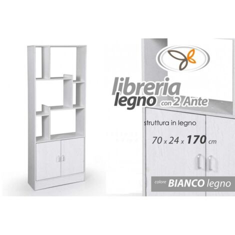 Librería de oficina dormitorio blanca con compartimento 70x 24 x 170 h