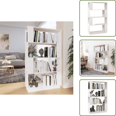 Libreria decorativa - vidaXL Libreria/Divisorio Bianco 80x25x132 cm Legno Massello di Pino - Scaffale in legno