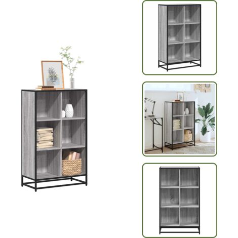 Libreria decorativa - vidaXL Libreria Grigio Sonoma 65,5x33x107,5 cm in Legno Multistrato - Libreria in metallo