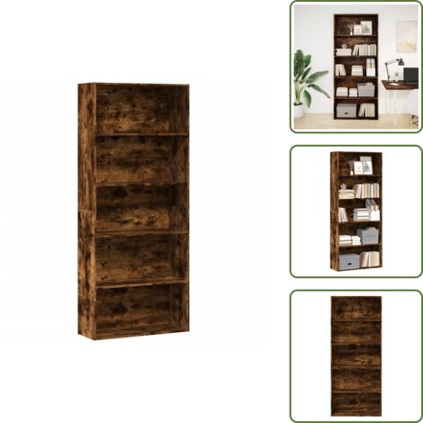 Libreria decorativa - vidaXL Libreria Rovere Fumo 80x30x189 cm in Legno Multistrato - Libreria con scaffale