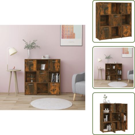 Libreria decorativa - vidaXL Libreria Rovere Fumo 90x30x90 cm in Legno Multistrato - Libreria con ante