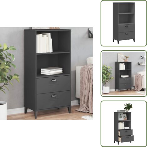 Libreria decorativa - vidaXL Libreria VIKEN Grigio Antracite 60x35x123 cm Legno Multistrato - Libreria con maniglie