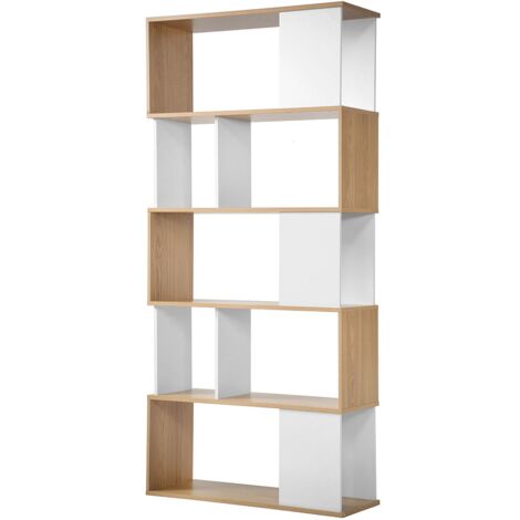Libreria Decorazione Bianca e Rovere - L80 x H173,5 cm