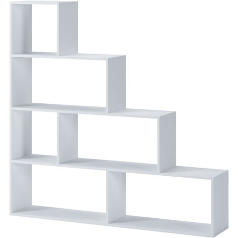 Libreria Design Zig Zag Scaffale Mensola Moderna 6 Vani A Giorni E Ripiani Mobile per Libri per Soggiorno Salotto Camera Studio 143 x 144.9 x 27.9 Cm Bianco