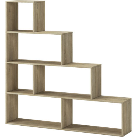 Libreria Design Zig Zag Scaffale Mensola Moderna 6 Vani A Giorni E Ripiani Mobile per Libri per Soggiorno Salotto Camera Studio 143 x 144.9 x 27.9 Cm Rovere