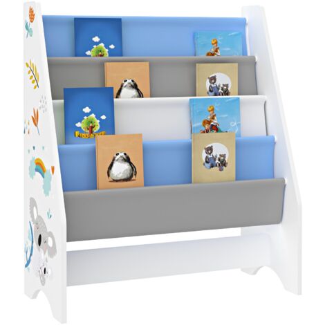 Libreria di design per soggiorno mensola per bambini stile originale con 4 vani a giorno bianco/grigio/blu 030006478