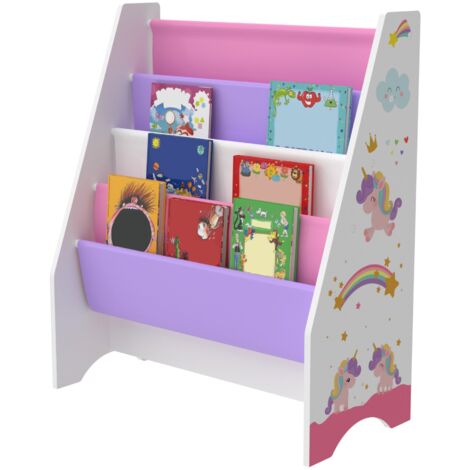 Libreria di design per soggiorno scaffale originale per bambini in stile Fisterra con 4 scomparti aperti bianco / viola / rosa 030006480