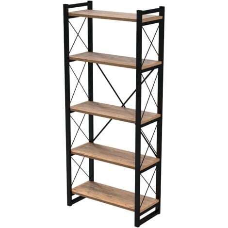 Libreria di design per soggiorno scaffale stile originale con 5 livelli 180 x 65 x 30 cm effetto legno nero 030006490