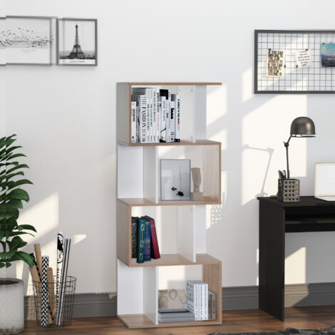 Libreria di Design Scaffale Ufficio Legno Moderna 4 Ripiani 60×24×148cm