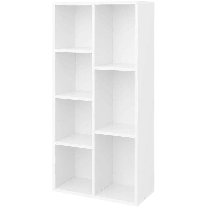 Songmics - vasagle Libreria di Legno con 7 Ripiani, Portadocumenti e Libreria Autoportante, Stand tv, Scaffale da Esposizione, 50 x 24 x 106cm (l x p