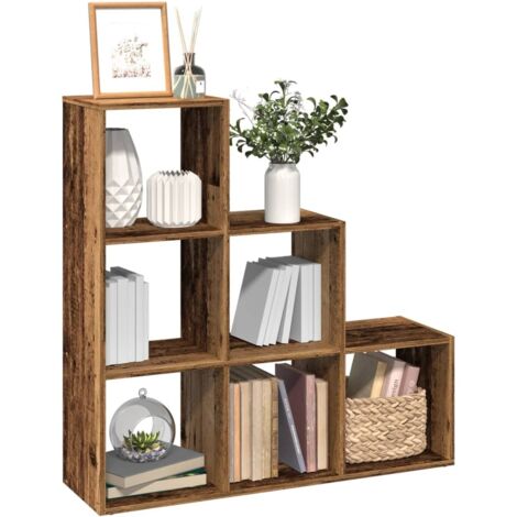 Librería divisor 3 niveles madera envejecida 99x29x99 cm vidaXL