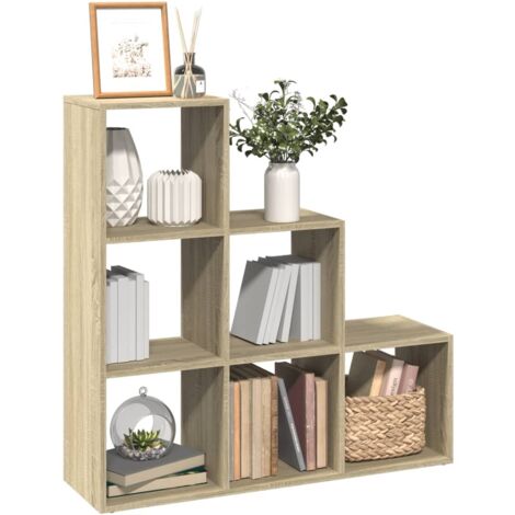 Librería divisor 3 niveles madera roble  99x29x99 cm