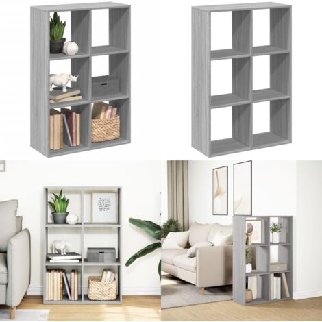 Librería divisor madera ingeniería gris Sonoma 69,5x29x103,5 cm - Estantería madera - Separador de ambientes