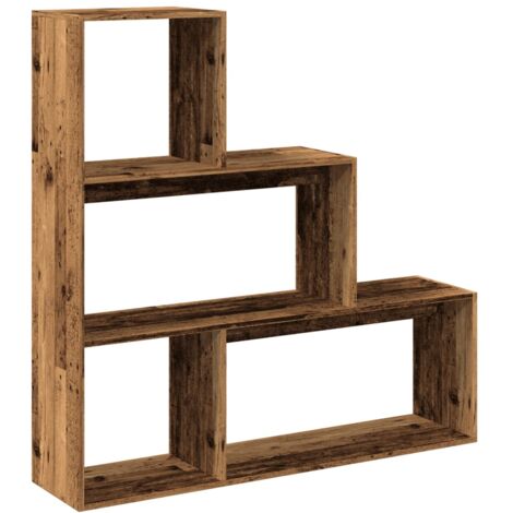 Librería divisora 3 niveles madera envejecida 123x29x123 cm vidaXL
