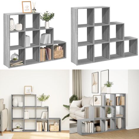 Librería divisora 3 niveles madera gris Sonoma 137,5x29x103,5cm - Estantería divisora - Estantería de 3 niveles