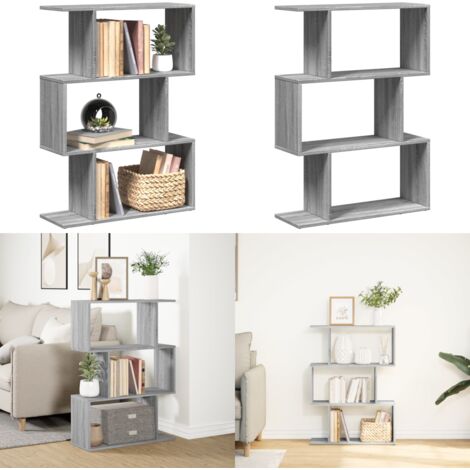 Librería divisora 3 niveles madera gris Sonoma 70x24x97 cm - Estantería de madera - Estantería de almacenamiento