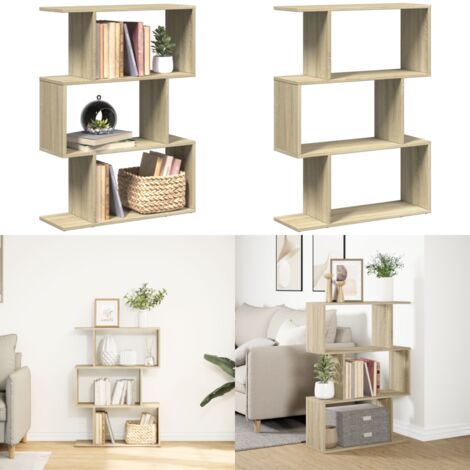 Librería divisora 3 niveles madera roble Sonoma 70x24x97 cm - Estantería de madera - Estantería de almacenamiento