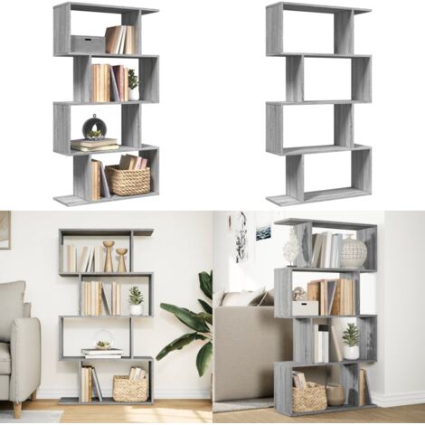 Librería divisora 4 niveles madera gris Sonoma 70x24x129 cm - Estantería de madera - Estantería de almacenamiento