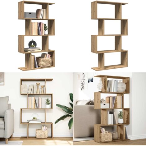Librería divisora 4 niveles madera roble artisan 70x24x129 cm - Estantería de madera - Estantería de roble