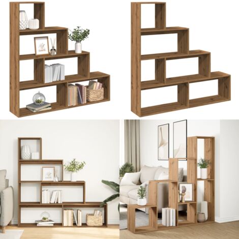Librería divisora 4 niveles roble artisan 143,5x29x143,5 cm - Estantería de madera - Estantería de 4 niveles