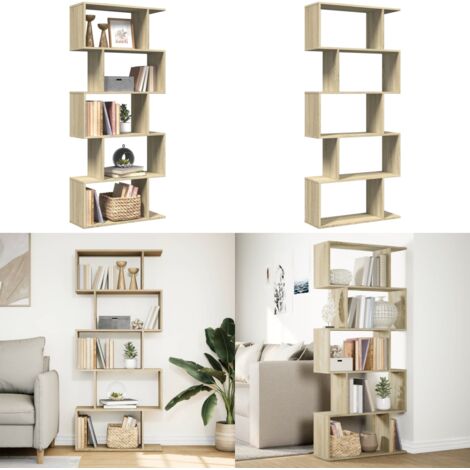 Librería divisora 5 niveles madera roble Sonoma 70x24x161 cm - Estantería de madera - Estantería de almacenamiento