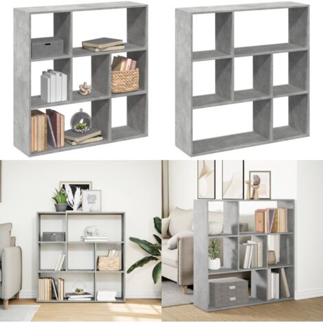 Librería divisora madera gris hormigón 102x29x103,5 cm - Estantería madera - Almacenamiento organizado