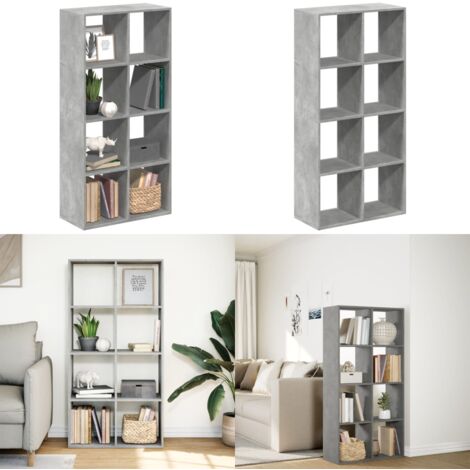 Librería divisora madera gris hormigón 69,5x29x137,5 cm - Estantería madera - Almacenamiento organizado