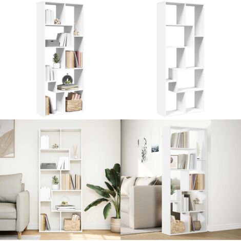 Librería divisora madera ingeniería blanca 67x25x161,5 cm - Estantería madera - Almacenamiento organizado