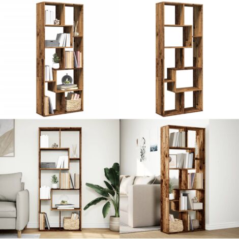 Librería divisora madera ingeniería envejecida 67x25x161,5 cm - Estantería madera - Almacenamiento flexible