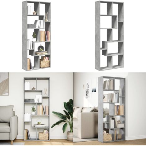 Librería divisora madera ingeniería gris hormigón 67x25x161,5cm - Estantería madera - Almacenamiento flexible